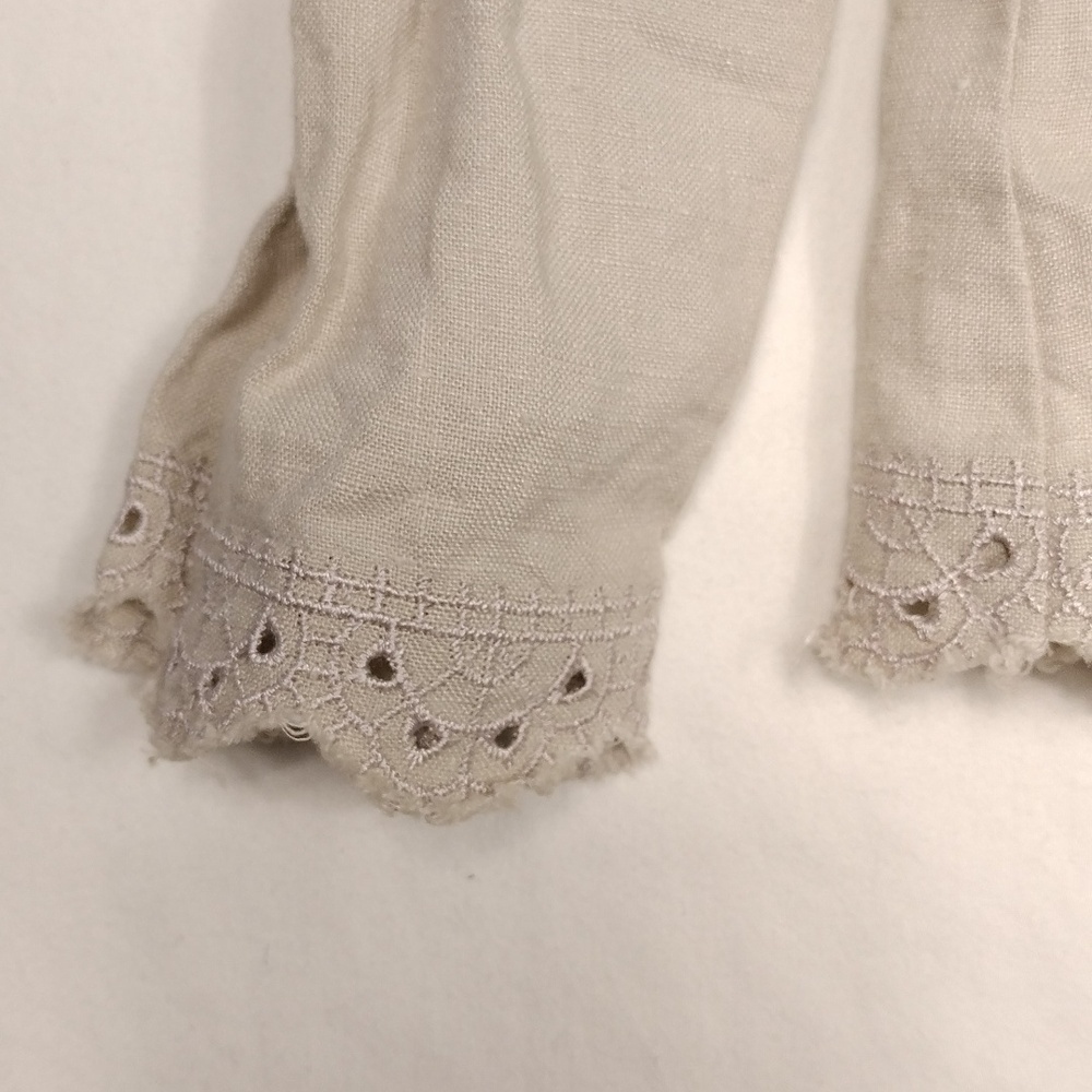 Outfit JPR Beige Eyelet Button-Up  Pure Linen Blouse Size Large - Picture 4 of 11